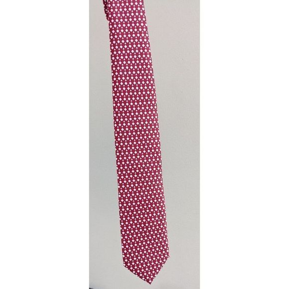 Red With White Diamonds Simple Holiday Neck Tie - Lucio Lamberti Cravatte xmas - Picture 6 of 6